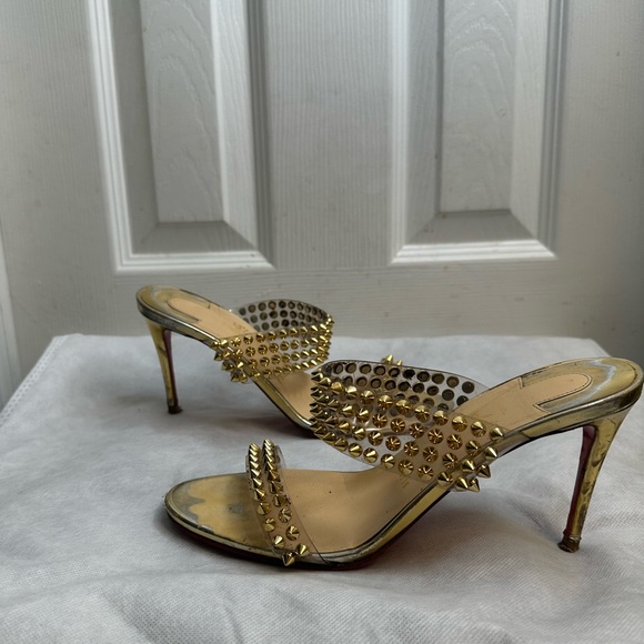Christian Louboutin PVC Gold Spiked Heels Pumps (Authentic, Rare) 39 - Picture 8 of 15